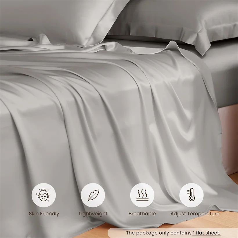Luxury 100% Mulberry Silk Flat Sheet Only Natural Silk Bed Sheet Smooth Top Sheets Single Double King Queen Bedding Bed Linen 3
