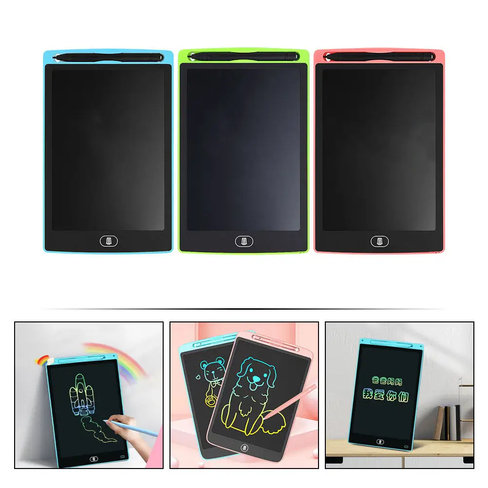 3pcs Lcd 쓰기 태블릿 드로잉 보드 지울 수있는 낙서 패드 재사용 가능한 전기 스케치 보드 조기 교육 여행 선물
