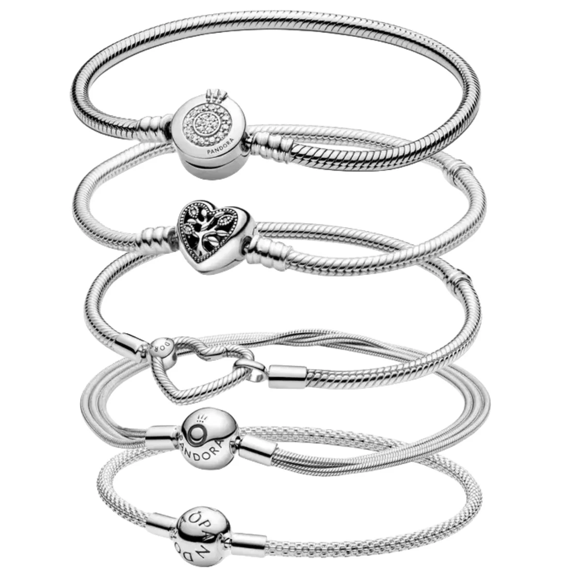 

New Women's Jewelry 925 Sterling Silver Snake Bone Bracelet Suitable for Original Pandora Accessories DIY Women's Charm Gift
