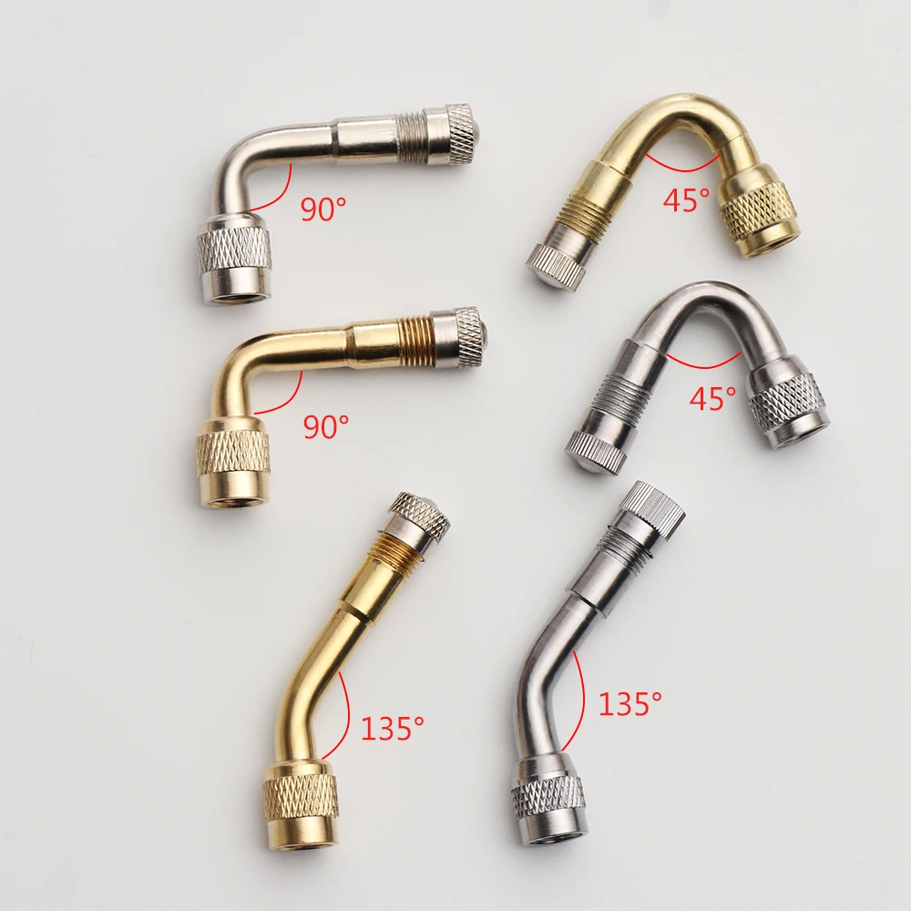 Bicycle Valve Adapter Bicycle Valve Accessories Bicycle Valve Extender 1Pc 45/90/135 Degree Air Tyre Valves For Truck Motorcycle Cycling Accessories Adapter Car Valve Extension Stem Brass