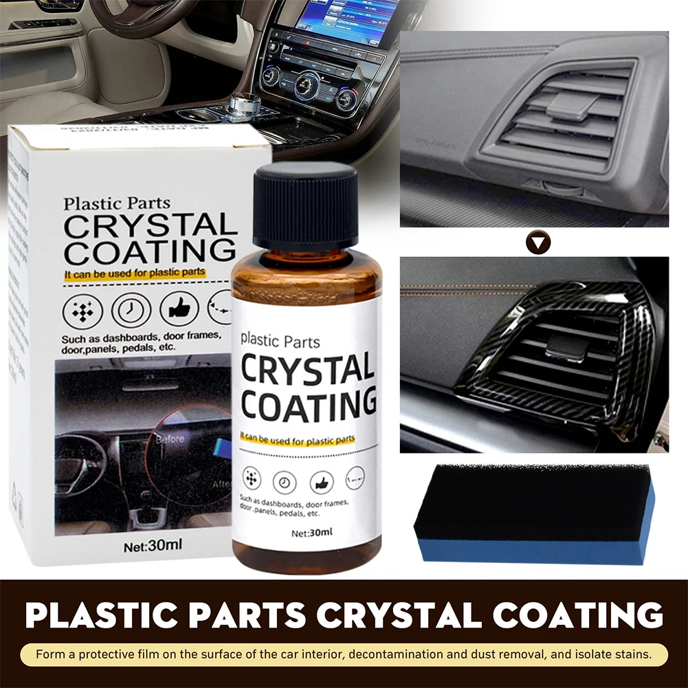 

30ml Plastic Restorer for Car Easy To Use Plastic Part Refurbishment Crystal Coating Refurbish Agent with Sponge Long Lasting