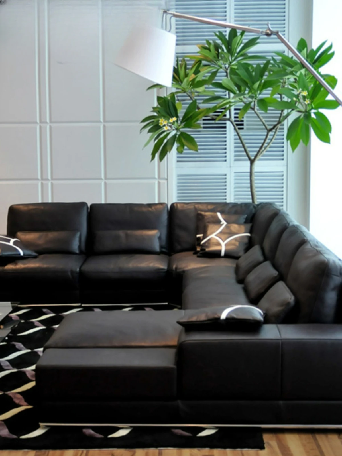 

sofa living room villa large sofa black atmospheric Hong Kong style light luxury sofa