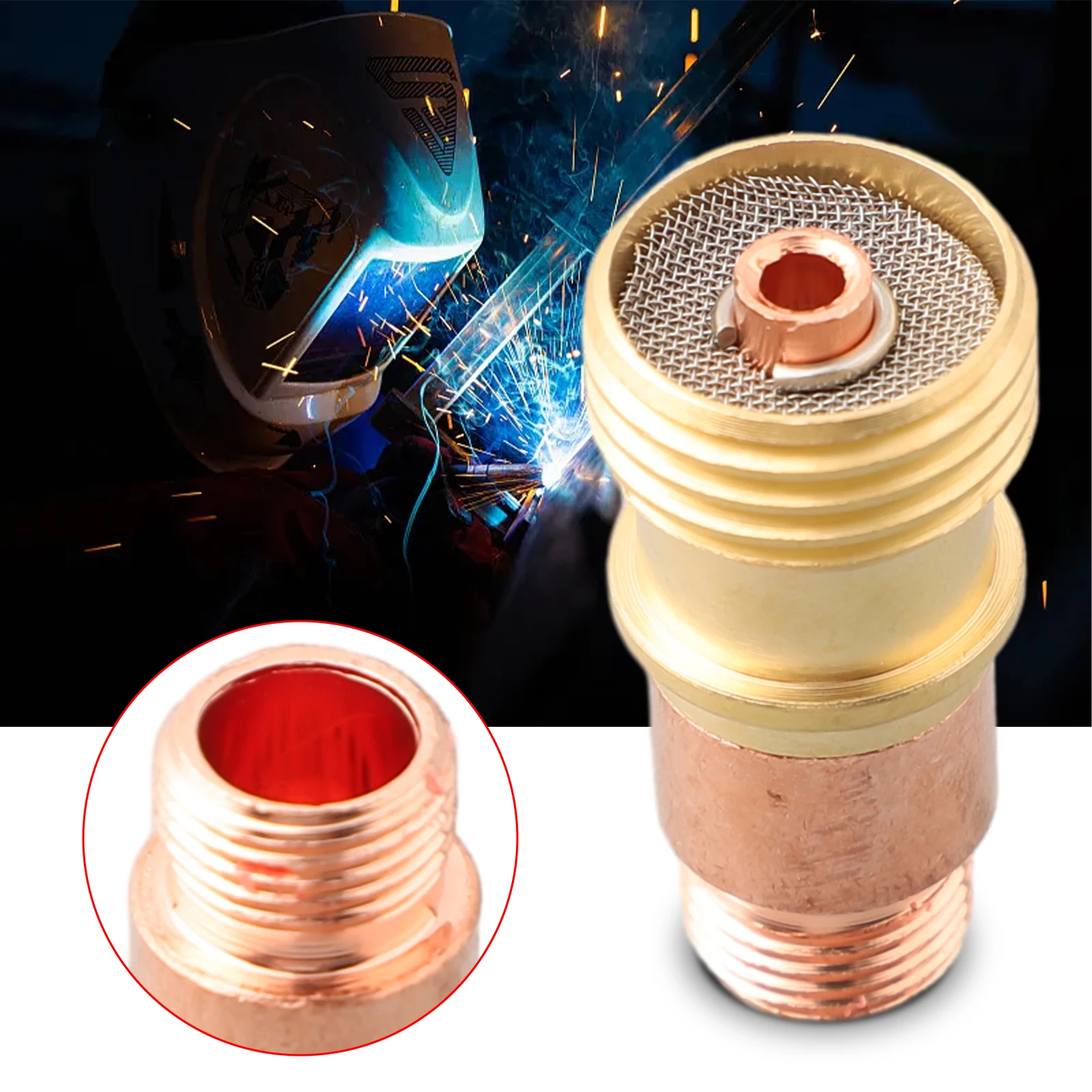 Brass-Tig Collets Body Stubby Gas Lens 17CB20G Connector With Mesh For Welding Torch Tig WP-17/18/26 Torch Welding Accessories