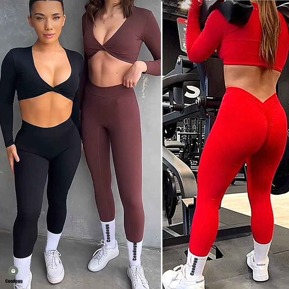 Sports Leggings Sports Pants Yoga Pants 24Colors Nylon Back V Butt Yoga Pants Women High Waist Fitness Workout Gym Running Scrunch Leggings Shorts Active Wear