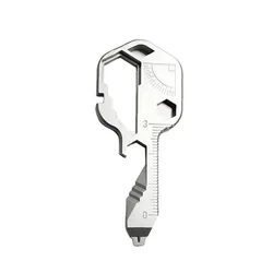 Compact 24 - in - 1 Multifunctional Stainless Steel Keychain Tool (Silver)