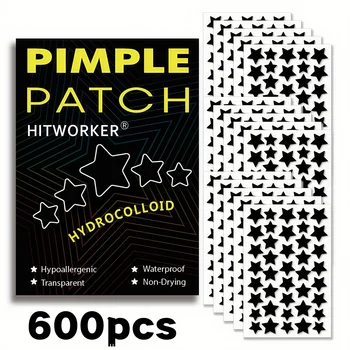 600 Pimple Patches | Trendy, Celebrity-Inspired Concealer, Absorbent, and Anti-Acne | Black Star Limited Edition | Waterproof an