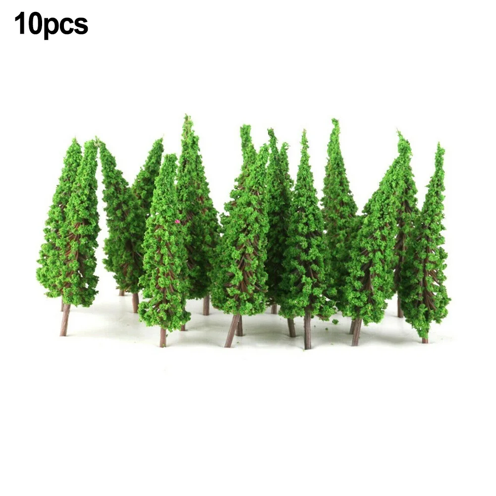 

Сосновые модели деревьев 10 шт. 3 различных зеленых аксессуара темно-зеленые подарки зеленые ручная работа Высота 6,5 см