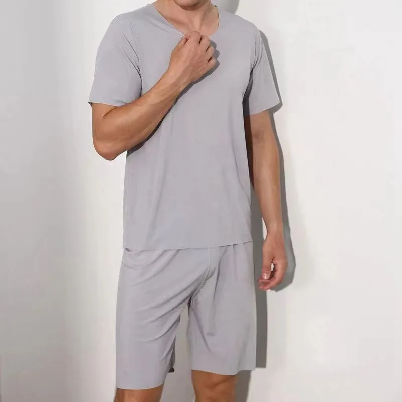 thumbnail image 1 of Conjunto de 2 unidades de pijamas para hombre, ropa para el hogar, camiseta de manga corta, pantalones cortos sueltos deportivos y de ocio para hombre, traje de manga corta de talla grande 4x para ni, 1 of 4