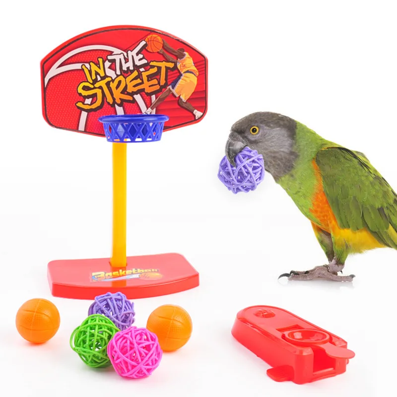 NONOR 1Set Of Training Pet Bird Toy Set Interactive Parrot Equipment Set Funny Bird Activity Toy Pet Basketball Skateboard