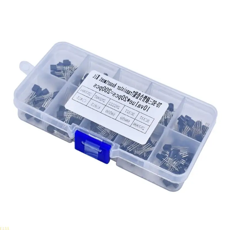 U13A 200pcs Multipurpose Electric Component 3Pin Transistor 10 Value Transistor-Sortment-Kits 50 V 100 bis 92 Transistoren – Detail 7