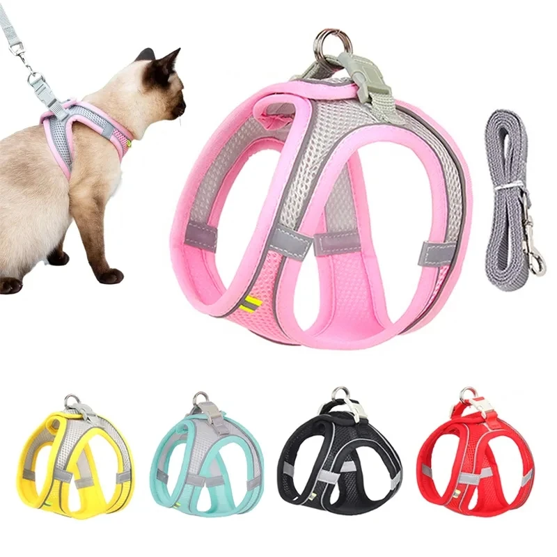 Cat Harness Reflective Pet Harnesses And Leashes Set Adjustable Pet Harness for Cats Small Dogs Pug Chihuahua Cat Accessories Cat Harness Reflective Pet Harnesses And Leashes Set Adjustable Pet Harness for Cats Small Dogs Pug Chihuahua Cat Accessories