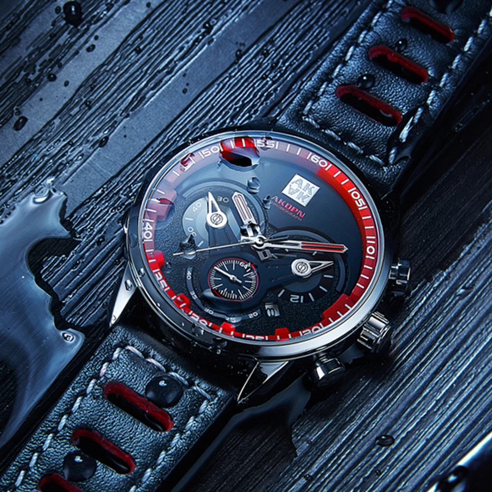 Sports Mens Quartz Watch Creative Function Big Dial Waterproof Clock Male Leather Strap Fashion Watches Hombre Relogio Masculino