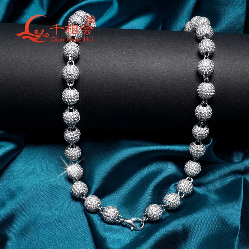 Men's Solid 925 Sterling Silver Ball Moon Diamond Cut Bracelet 5mm Thick  Beads