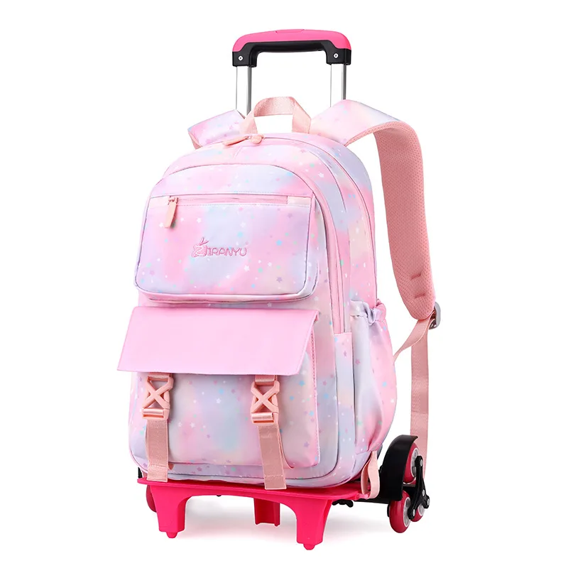 

Children School Backpack with Wheels Elementary Schoolbag Detachable Mochila Feminina Trolley School Bags for Girls Kids Bookbag