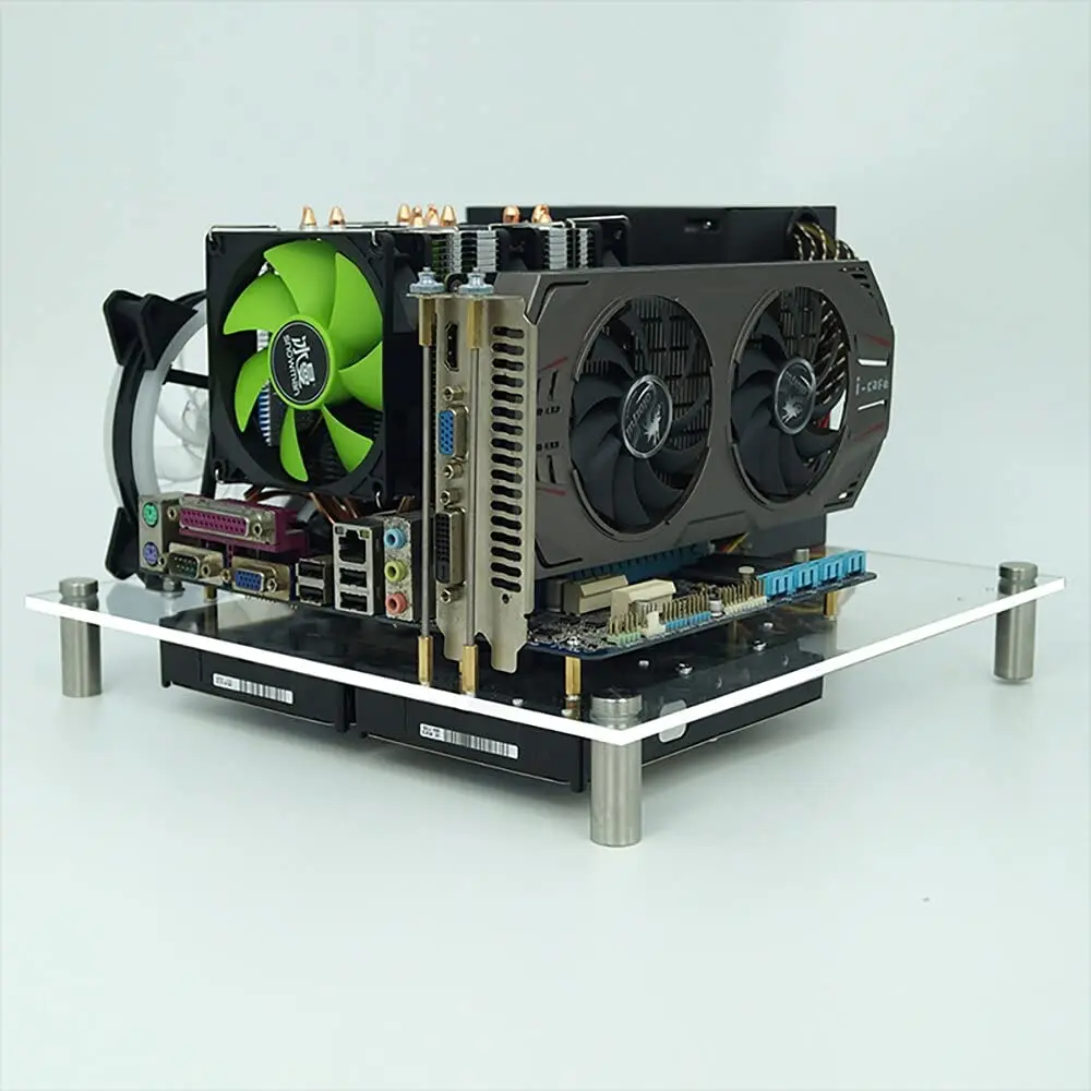 Chassi Aberto de pc Acrílico Transparente Case de Dissipação de Calor Plataforma Matx Banco de Teste de Placa-mãe Caixa do Computador Diy - Imagem 4