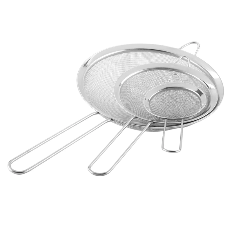 

Set Of 3, Stainless Steel Wide-Edge Twill Oil Grid Colander, Kitchen Utensils, Oil Fishing Soy Milk Bird's Nest Filter Colander,