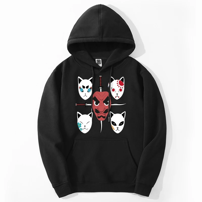 

Japanese Anime Demon Slayer Hoodies Print Urokodaki Sakonji Harajuku Tops Fashion Unisex Long Sleeves Spring Autumn Warm Hoody