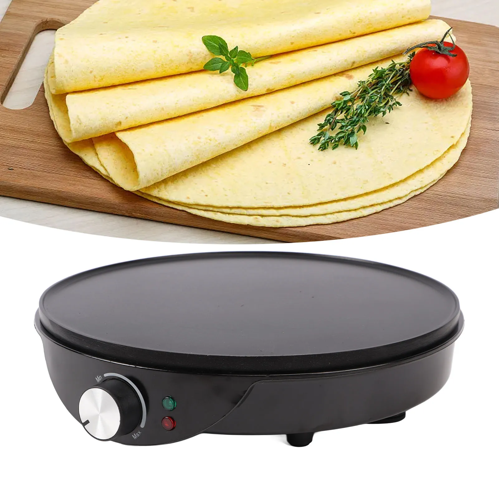 Electric Griddle Crepe Maker with Batter Spreader Wooden Spatula US Plug 100‑120V Kitchen Non Stick 12in Crepe Making Machine 2