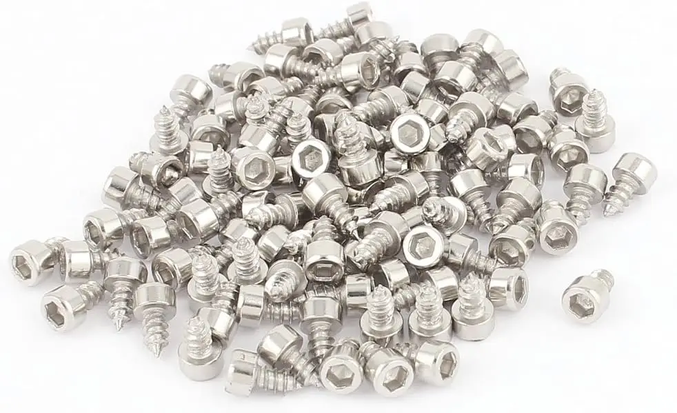 

Kidisoii 3mm x 6mm Nickel Plated Hex Hexagon Head Self Tapping Screws 100 Pcs