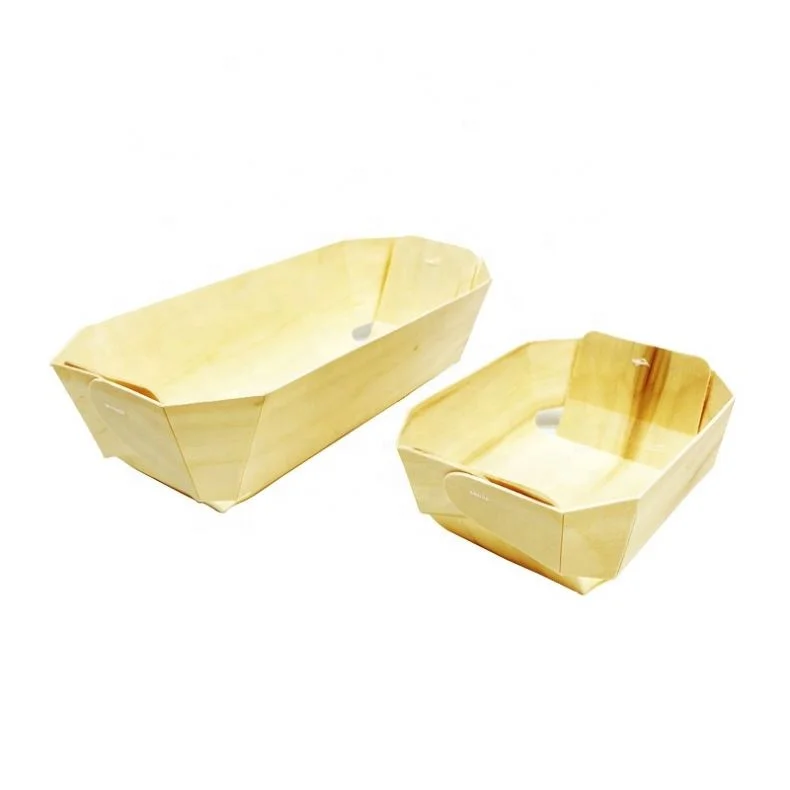 

Wooden biodegradable baking disposable cake bread mold for take Out Lunch Food Box Wooden Cake Packaging Container