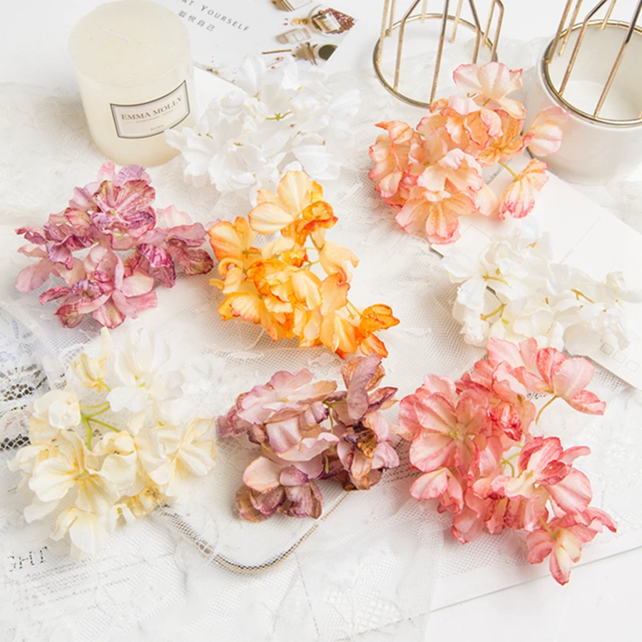 10 Stück Seide Hortensie Hochzeit Kopf bedeckung Weihnachts kranz Sammelalbum DIY Blumen arrangement Hausgarten Dekoration künstliche Blume – Detail 11