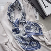 Spring Scarf Women's Luxury Design Scarf Silk Smooth Scarf Soft Muslim Headband Shawl Beach90x90cm 3
