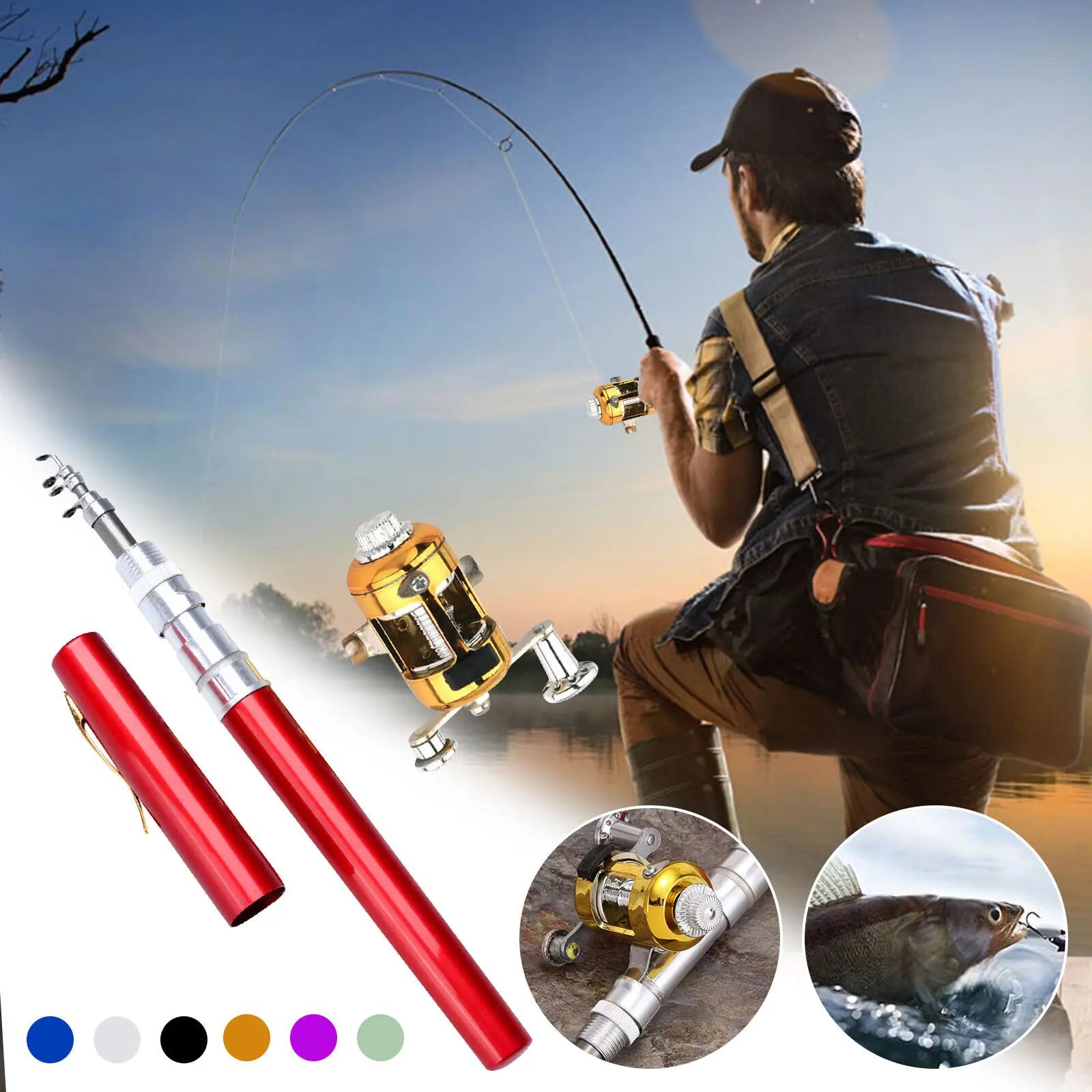 Outdoor Portable Pocket Size Fishing Pole Pen Shape Fishing Rod Folded With  Reel Wheel Mini Telescopic Collapsible Fishing Rod - AliExpress