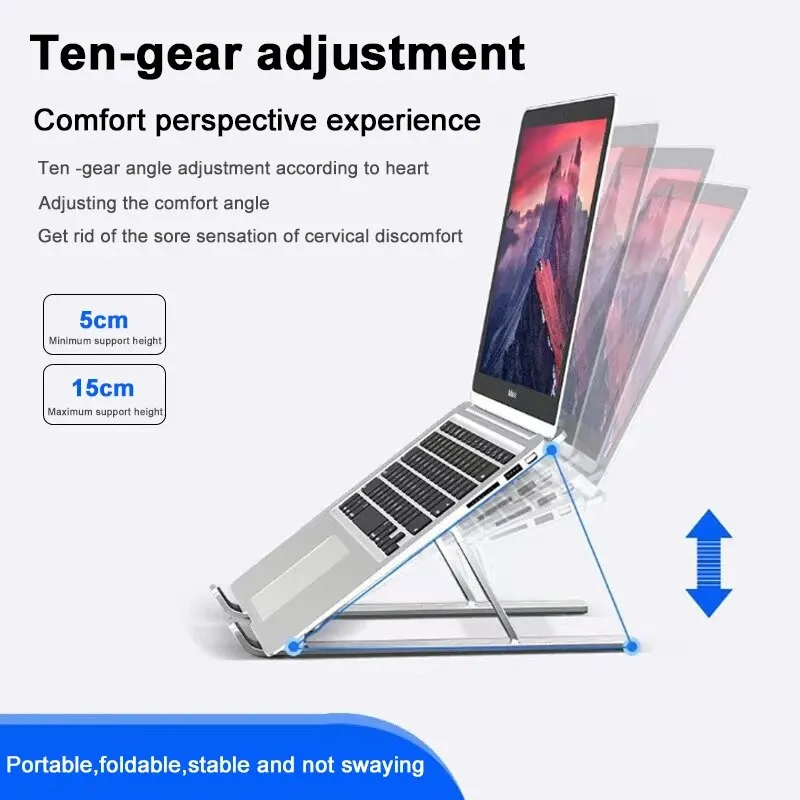 Laptop Stand Single Fork Folding Lift Cooling Base Desktop Tablet Portable Bracket Ten Levels Adjustable laptop stand tablet bracket