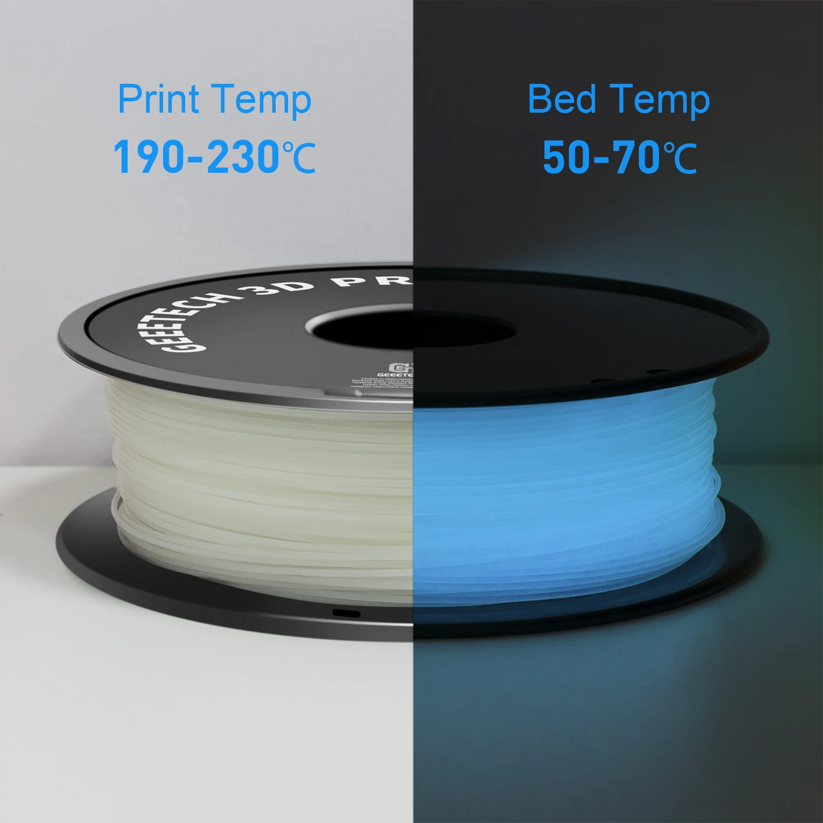Geeetech Brilho Pla 1.75 mm 1kg Brilho no Escuro para Impressão 3d Luz Noturna Luminosa Cores 3d Material da Impressora Armazém Ultramarino - Imagem 4
