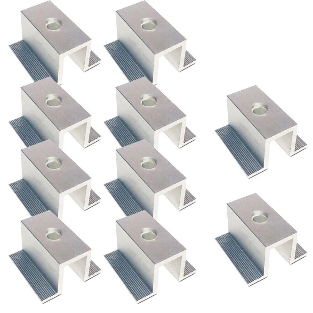 10pcs Solar Middle Clamp PV Aluminum-Alloy Solar Panel 25-50MM Photovoltaic Bracket for Most Frame Modules Accessories solar panel clamps solar panel brackets solar panel