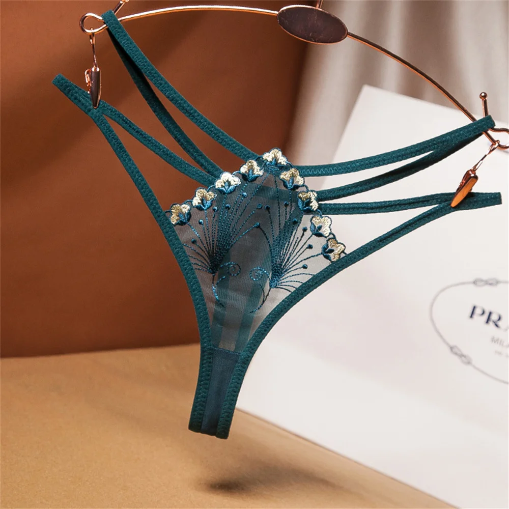 

Sexy Lingerie Female Erotic Tulip G String Women French Double Tease Thong Ladies Lace Transparent Panties Embroidered Underwear