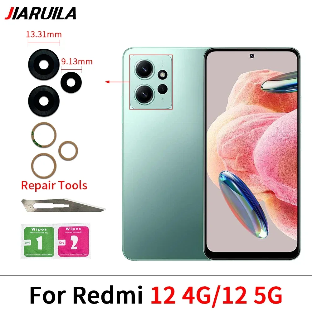 Phone Camera Lens Back Rear Glass Lens with Sticker Replacement Repair For Redmi 13C 13 A1 A2 A3 10 5G 10A 12 4G 5G 12C 12 Lite