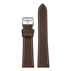 Genuine Leather Retro Watch Strap with Quick Release Bar for 18mm (Dark brown)