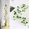 2M Artificial Maple Leaf Vine Hanging Green Leaves Vine with 20LED String Light Plastic Maple Leaves Vine Fake Plant for Wall 5