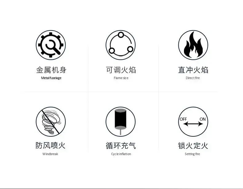 Description Picture 3 of itemPortable High-fire Metal Lighter Multifunctional Kitchen Barbecue Cigar Lighter Outdoor Windproof Turbine Gas Lighters Smoking