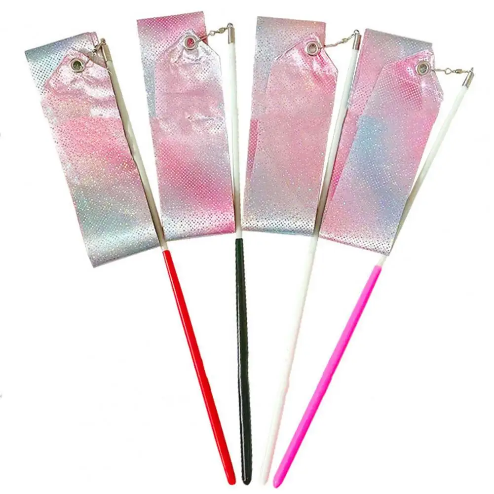Gymnastics Ribbon 2Pcs Gymnastic Ribbons Sparkling Extra Soft Smooth Flexible Comfortable Grip for Dance Training Satin Kids Rhythmic