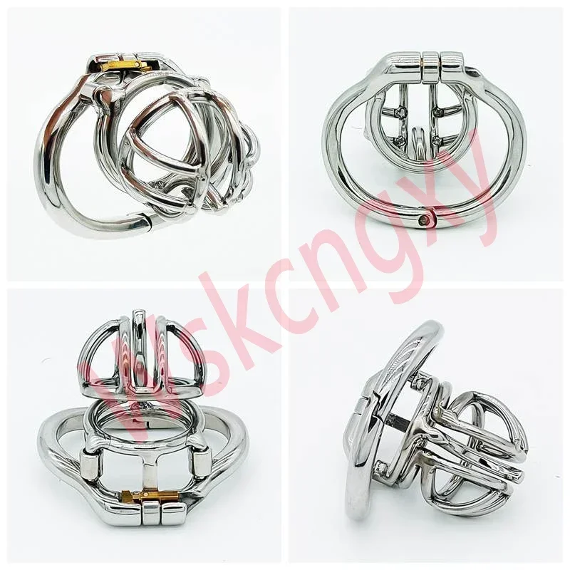 5MM PA Piercing Stainless Steel Chastity Cage Male Penis Lock Device Breathable Cock Ring Penis Fetish Restrain Sex Toys for Men