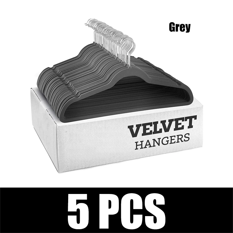 34 pcs Velvet Slim CLOTHES HANGERS Non-Slip Flocked GREY Space-Saving