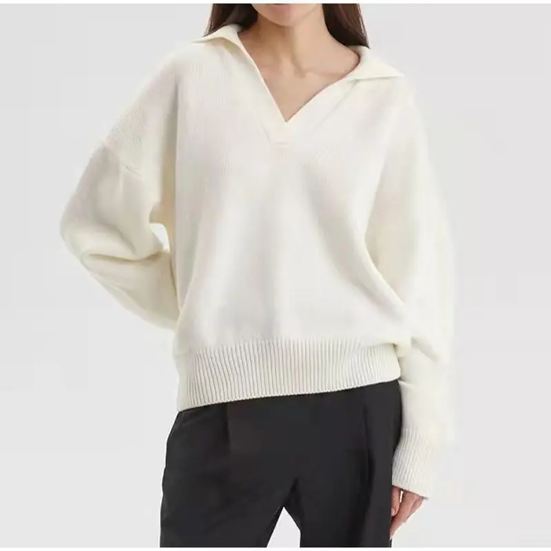 

Kozoca Sweater Women Autumn Winter New Loose Casual Thick Pullover Female Jumper Warm Solid V-neck Fashion Oversized Sweater
