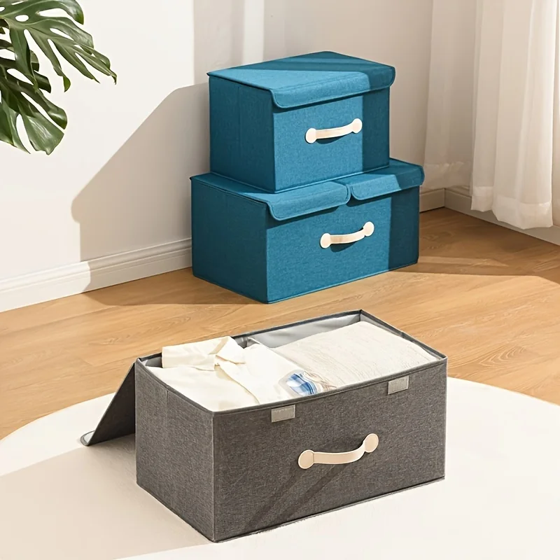1pc/storage box household clothes fabric wardrobe storage box basket toy clothing storage box artifact foldableable box 5