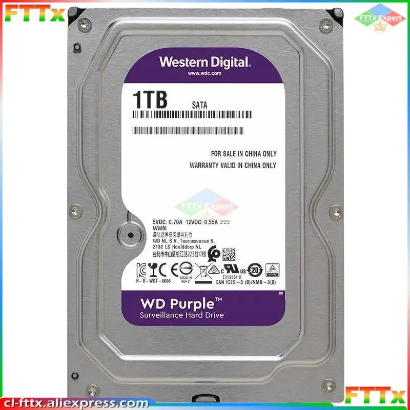 

Western Digital W. D. Purple Surveillance HDD 1TB 2TB 4TB 6TB 8TB SATA 6.0Gb/s 3.5" Monitoring Hard Drive for CCTV AHD DVR NVR