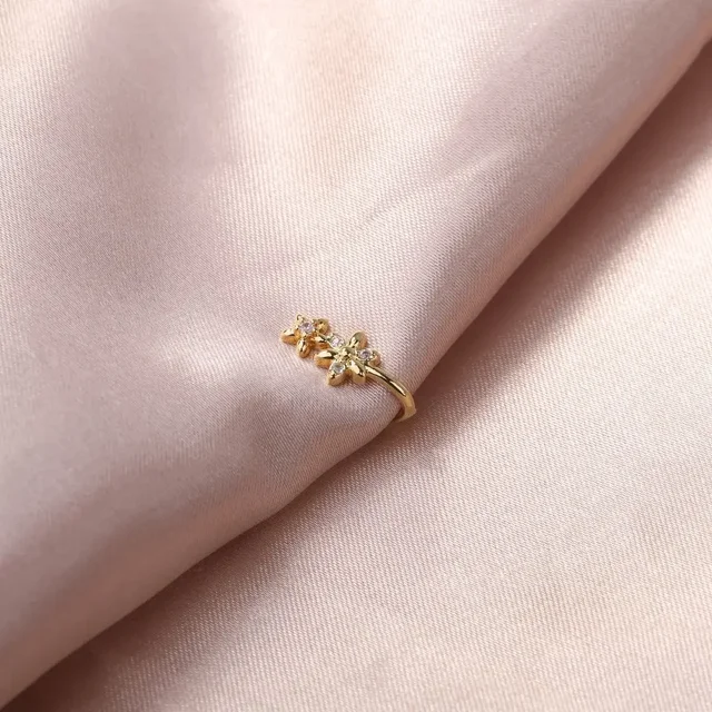 1pc Double Flower Charm No Piercing Copper Inlaid Zircon U-shaped Nose Clip Fake Nose Ring Female No Piercing Piercing Jewelry 2