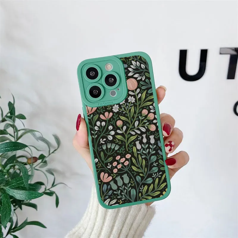 Blume Handyhülle für iPhone 11 13 12 14 Pro Max 14 Plus 7 8 Plus SE 2020 XR X XS Vollgrafik Floral Weiche Silikonhülle Fundas – Detail 3