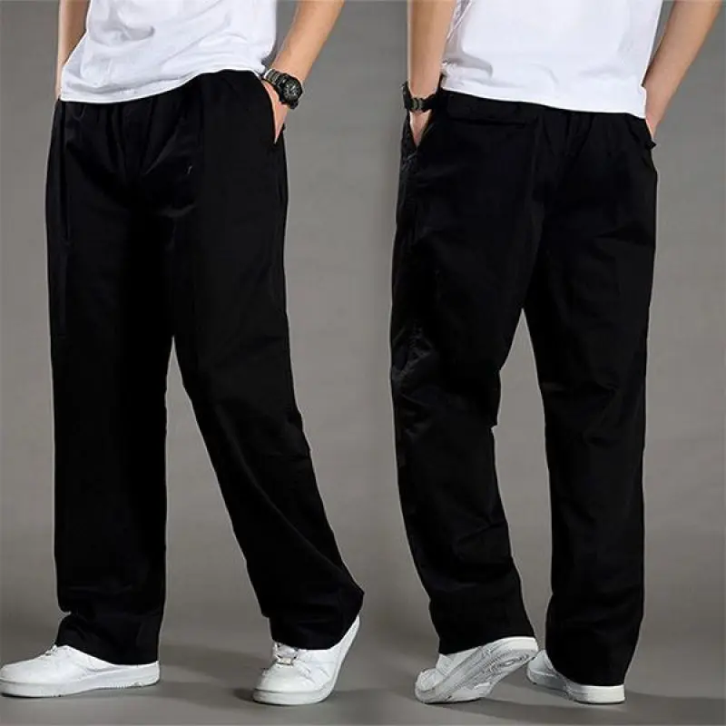 Crotch Pants Autumn Cotton Casual Pants Men's Baggy Straight Trousers with Double-Headed Invisible Zipper Couple Dating KTV