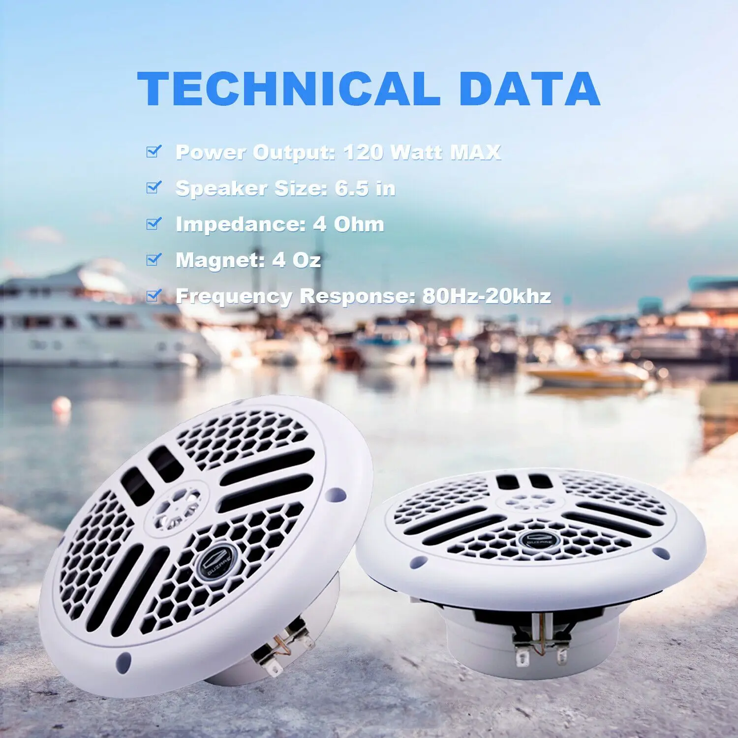 Car Audio Speaker 1Pair 240Watts 6.5inch 2 Way Marine Waterproof Speakers Outdoor Music Speaker For ATV UTV Yacht Boat Bathroom Pool SPA Golf Cart