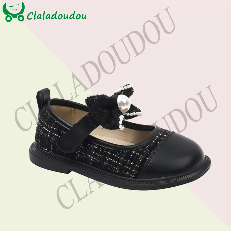

2023 Girls Mary Jane Flats Fashion Dress Lace Bowtie Princess Shoes Baby Shoes Kids Flats Dance Brand Simple Sewing Soft Sole
