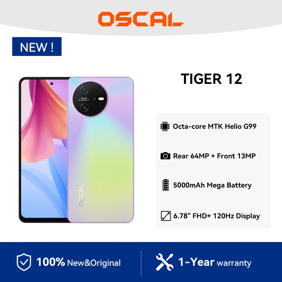 OSCAL TIGER 12 スマートフォン MediaTek Helio G99 6.78インチ 120Hz