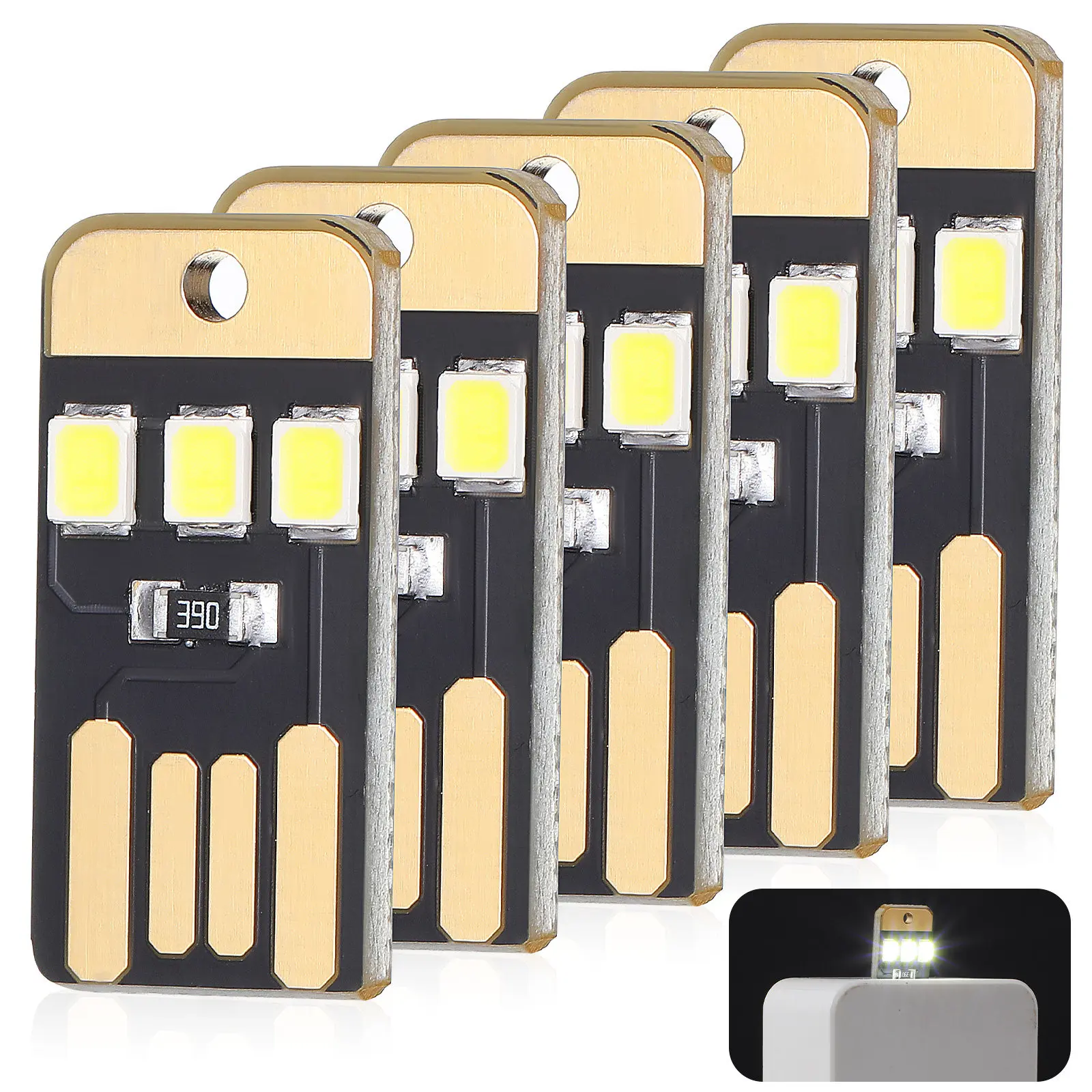 5Pcs USB 미니 LED 라이트 휴대용 초박형 저전력 고휘도 키보드 조명 야간 독서 비상 캠핑