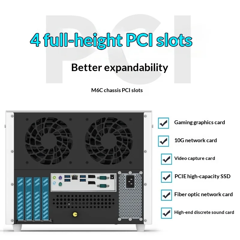 다용도 6베이 MATX NAS 케이스, ITX/ATX PSU 풀 높이 PCIe 핫스왑 지원, DIY용 컴팩트 홈 서버 섀시