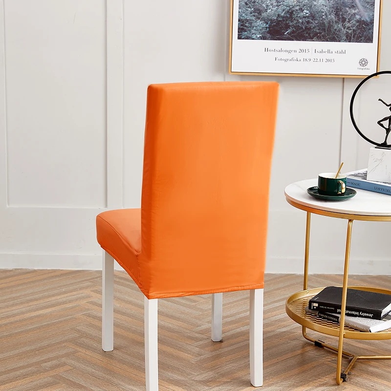 1 PC/2PCS/4PCS/6PCS Faux Leather Chair Cover water-proof oil-resistant Elastic Chair Cover 15 Colors to choose 5